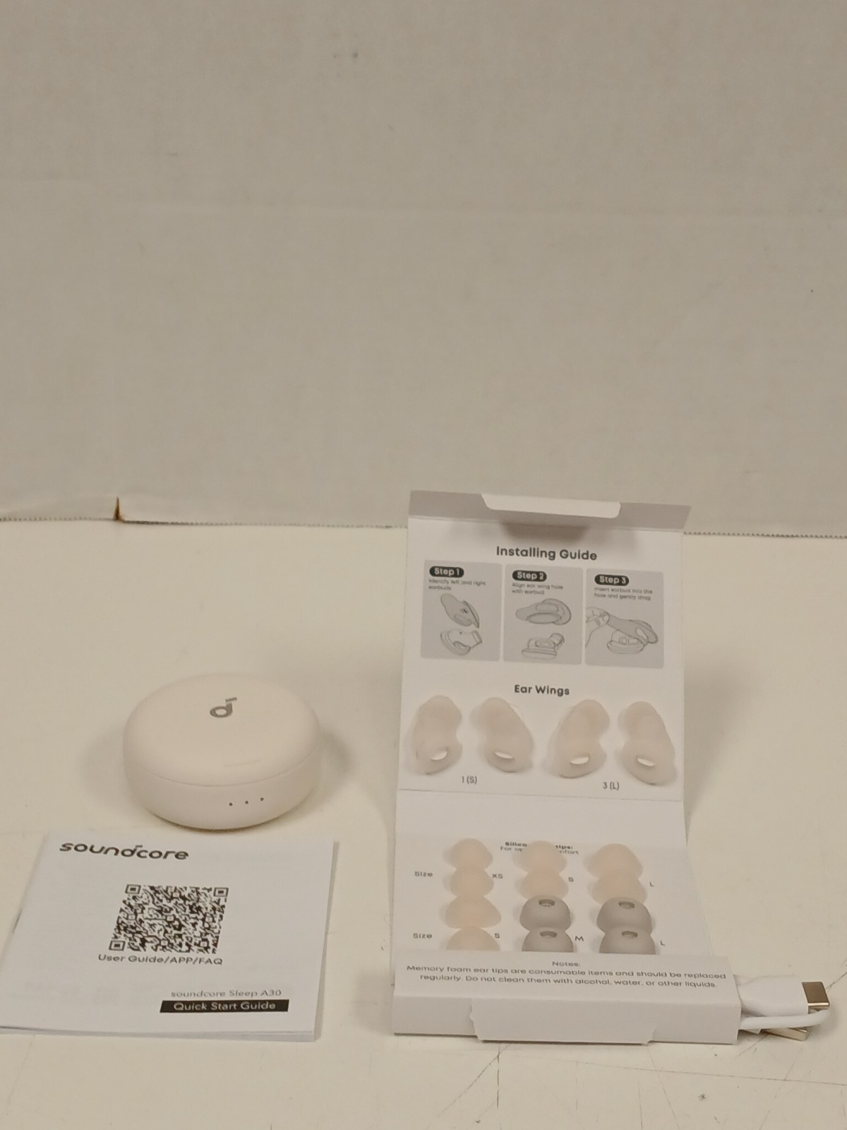 Soundcore Sleep A30 Smart ANC Earbuds, White *FOR PARTS*