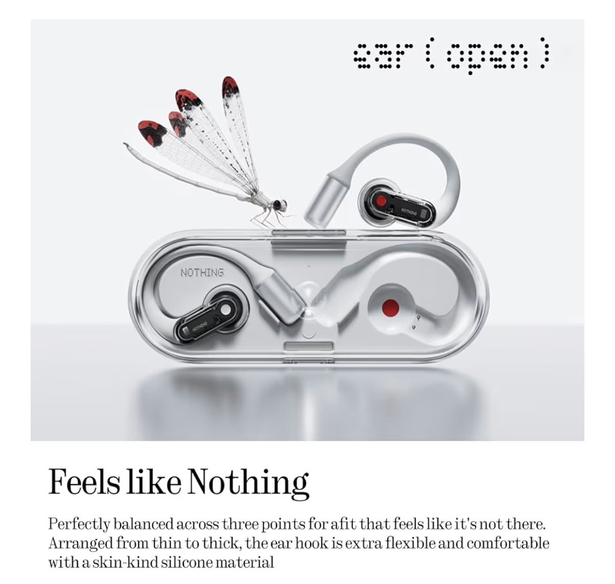 Nothing Ear Open – Open-Ear Headphones Earbuds with Earhooks, BT 5.3 Clear Voice