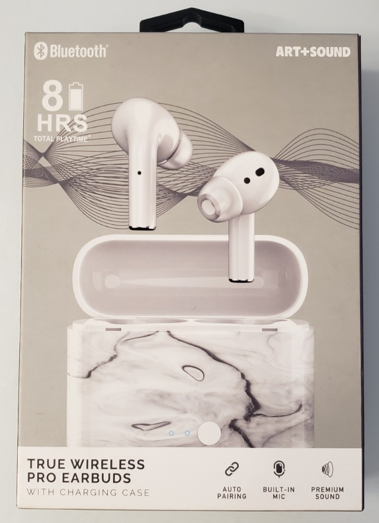 Art+Sound Pro Earbuds Marble Pattern charging case Bluetooth True Wireless