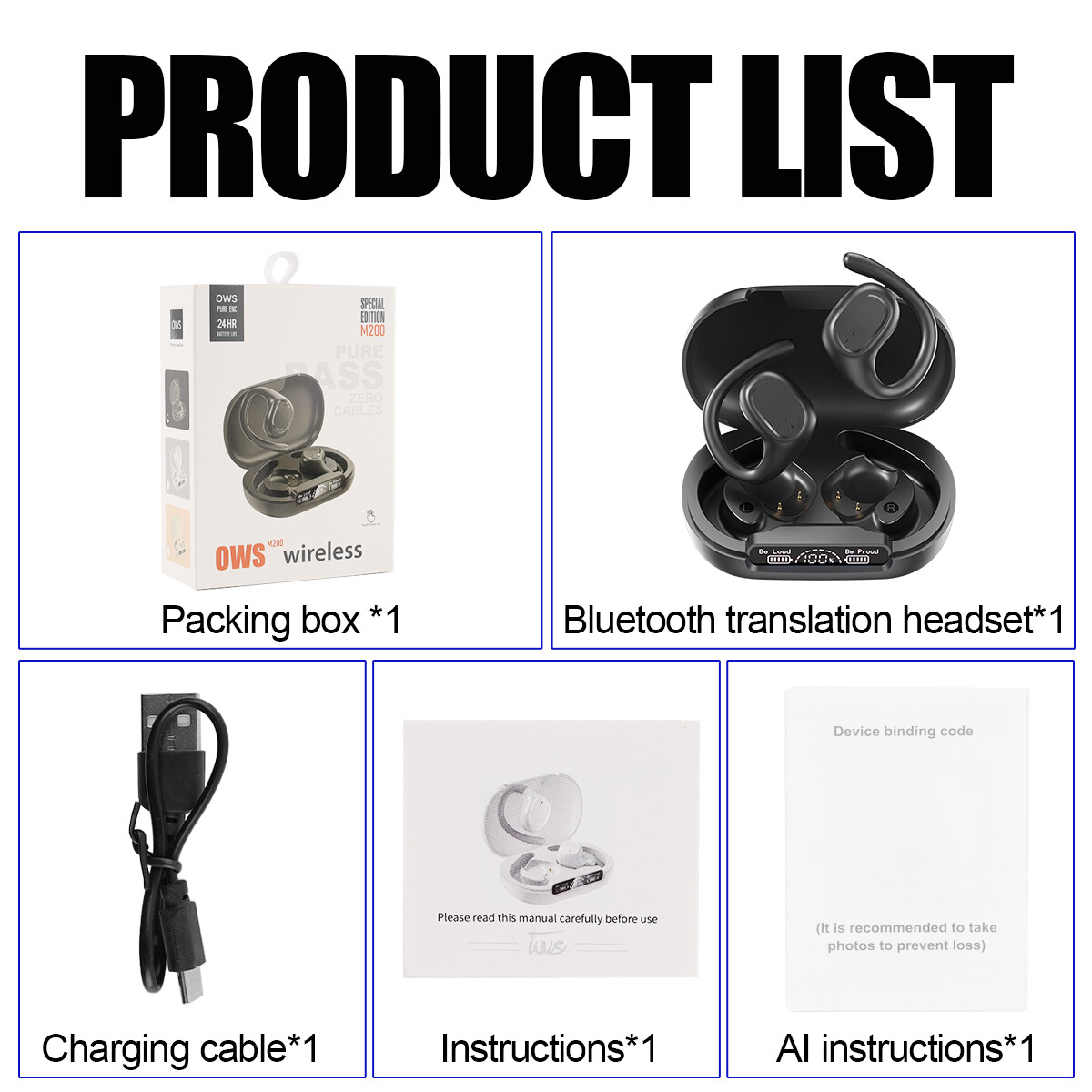 Bluetooth 5.4 Headset TWS Wireless Earphones Earbuds Stereo Headphones Ear Hook·