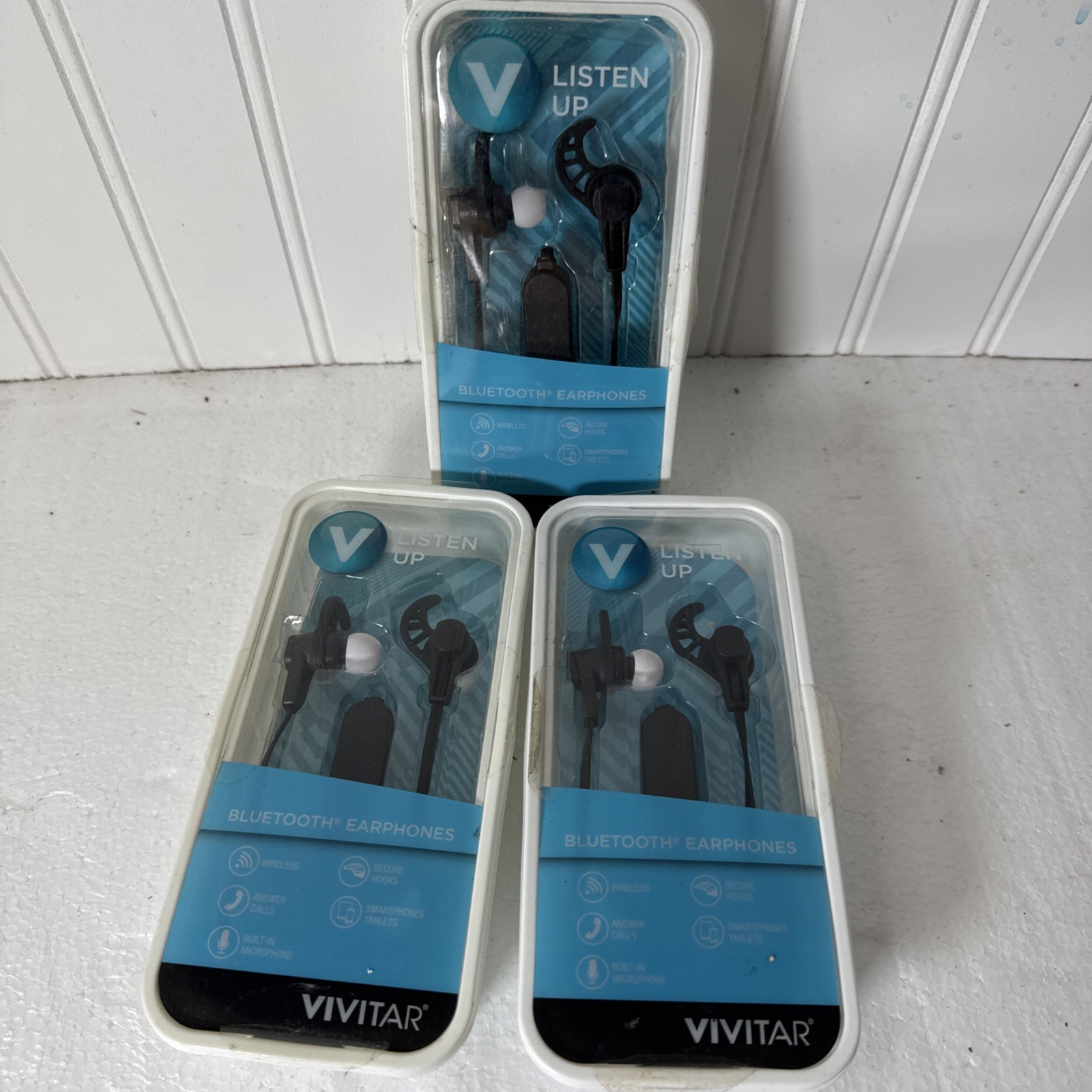Lot 3 VIVITAR LISTEN UP BLUETOOTH EARPHONES WIRELESS SMARTPHONES TABLETS B3