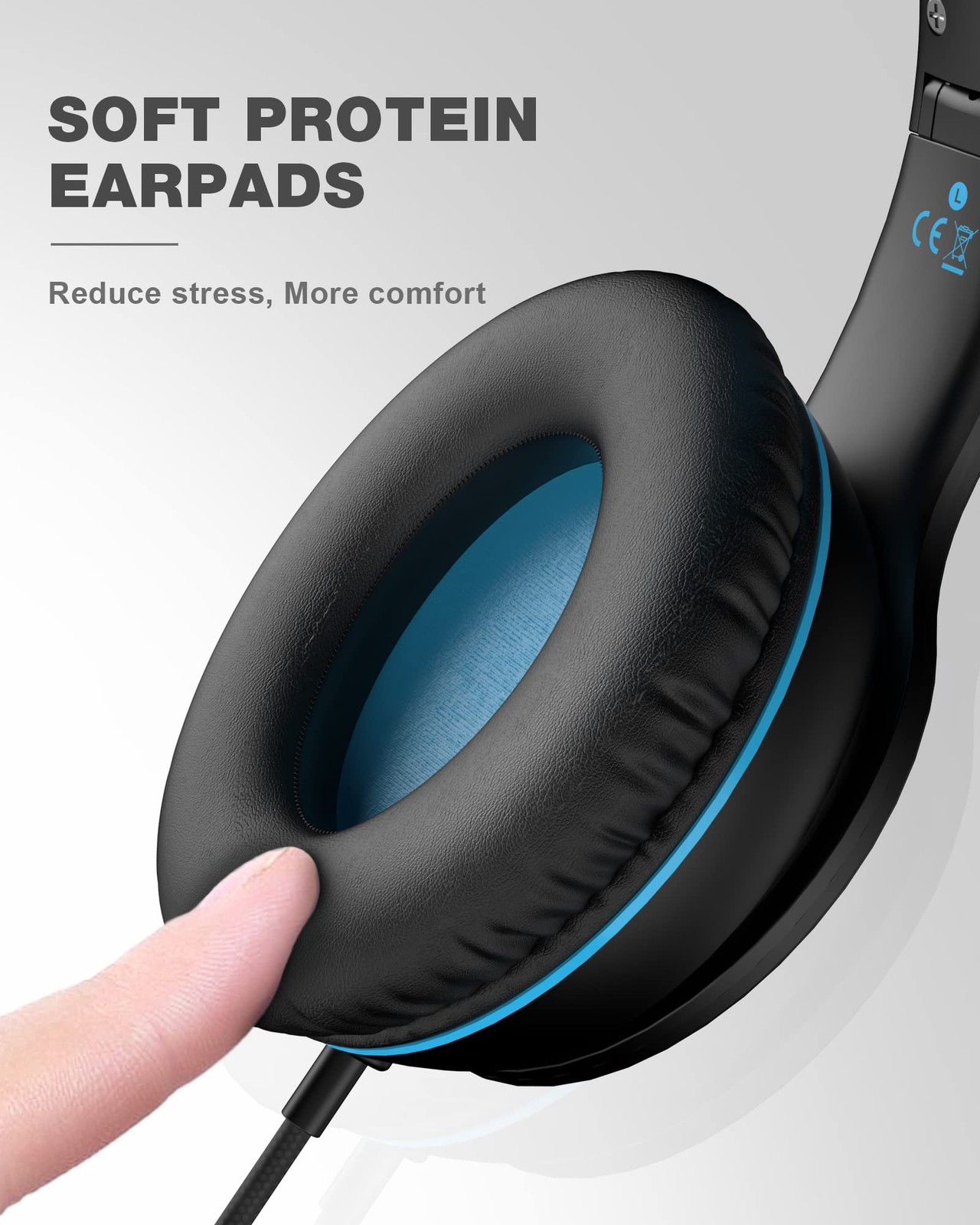Black i45 Kids Wired OnEar Headphones Foldable 1.5M Cord 3.5mm Jack Headset