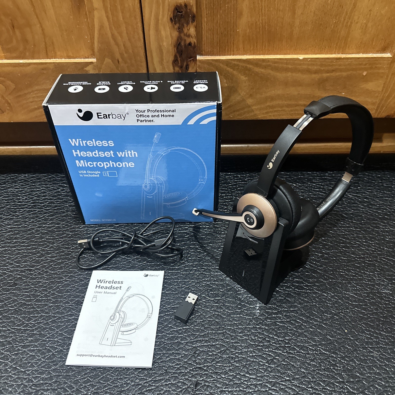 Wireless Headset with Microphone USB-dongle Bluetooth Headphone for PC/Phone