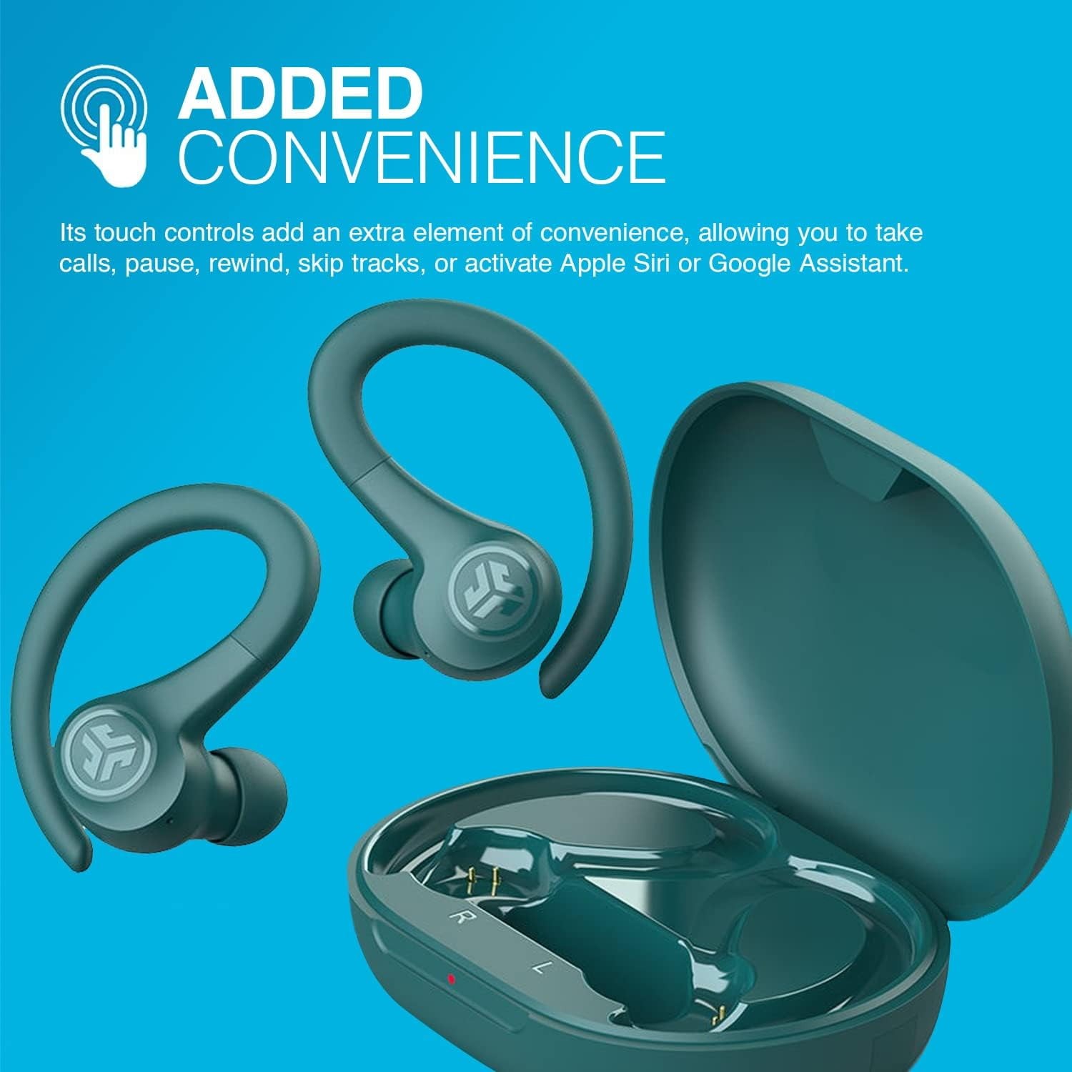 JLab Go Air Sport Bluetooth Earbuds, True Wireless with Charging Case, Teal