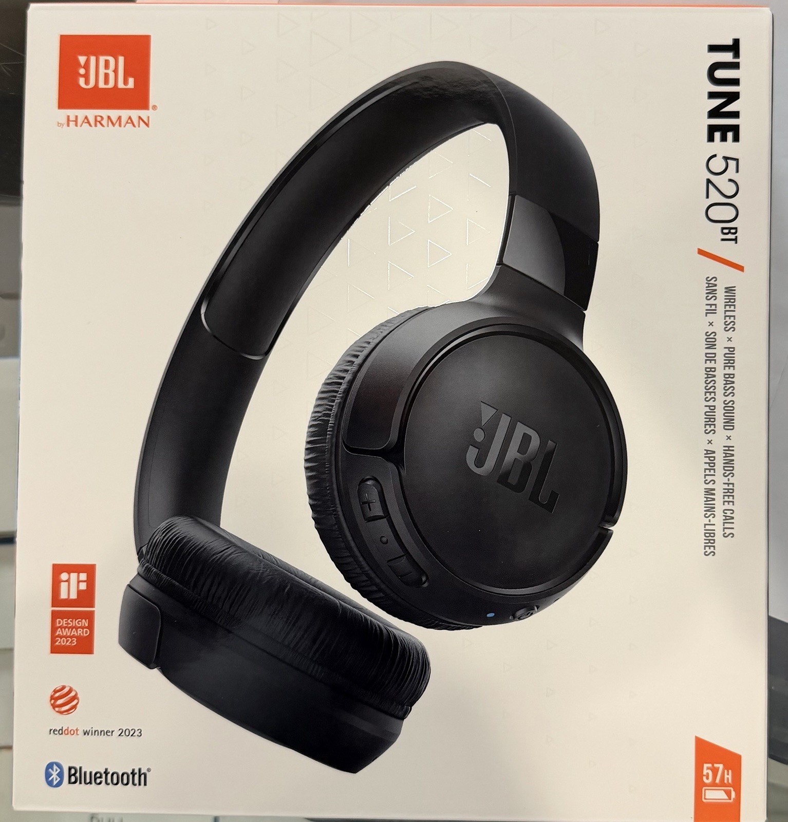 JBL Tune 520BT Wireless On-Ear Headphones Black Pure Bass Bluetooth 5.3 New