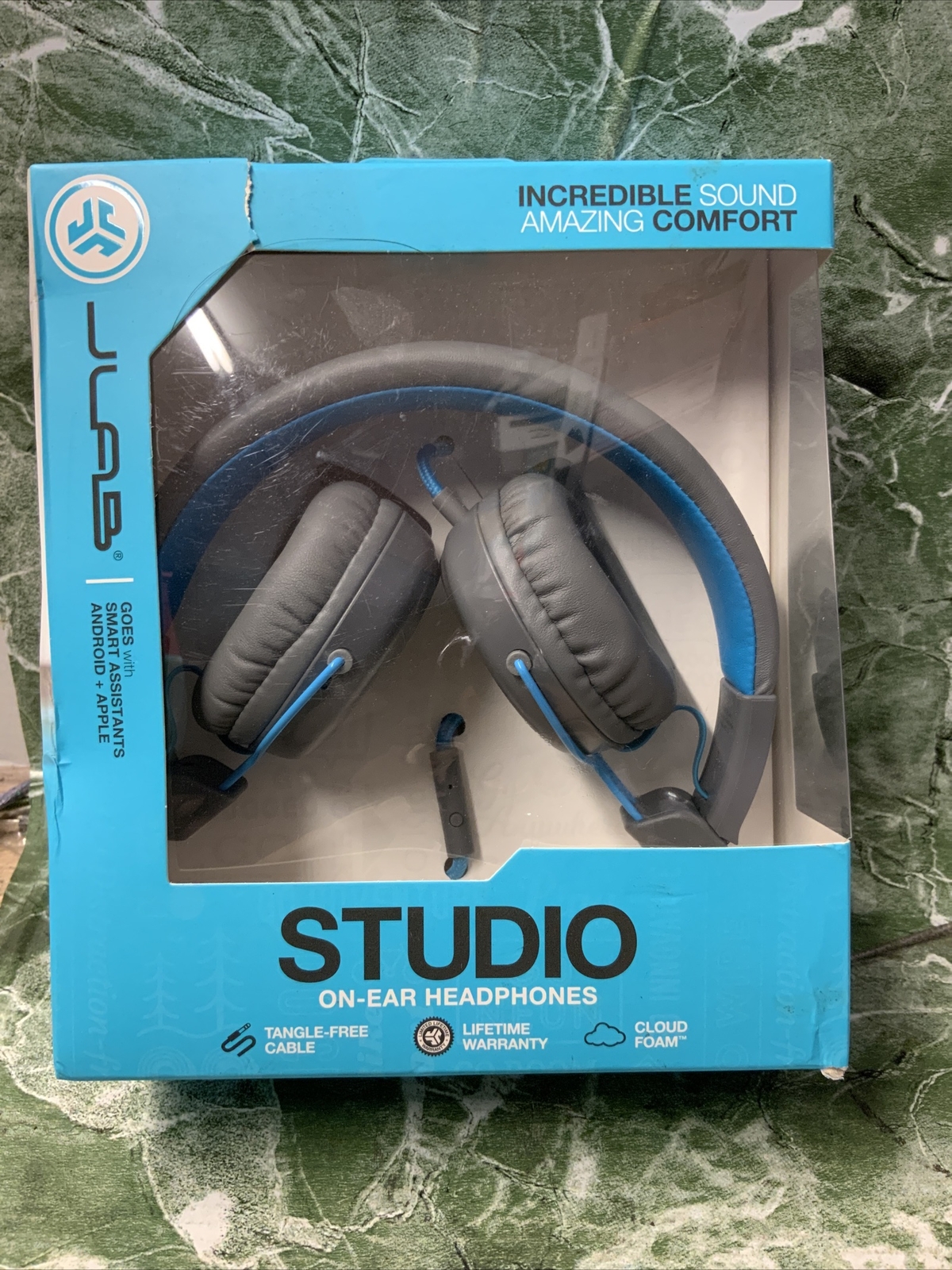 ⚡️JLab HASTUDIORGRYBLU4 Audio Studio On-Ear Headphones – Wired Gray/Blue