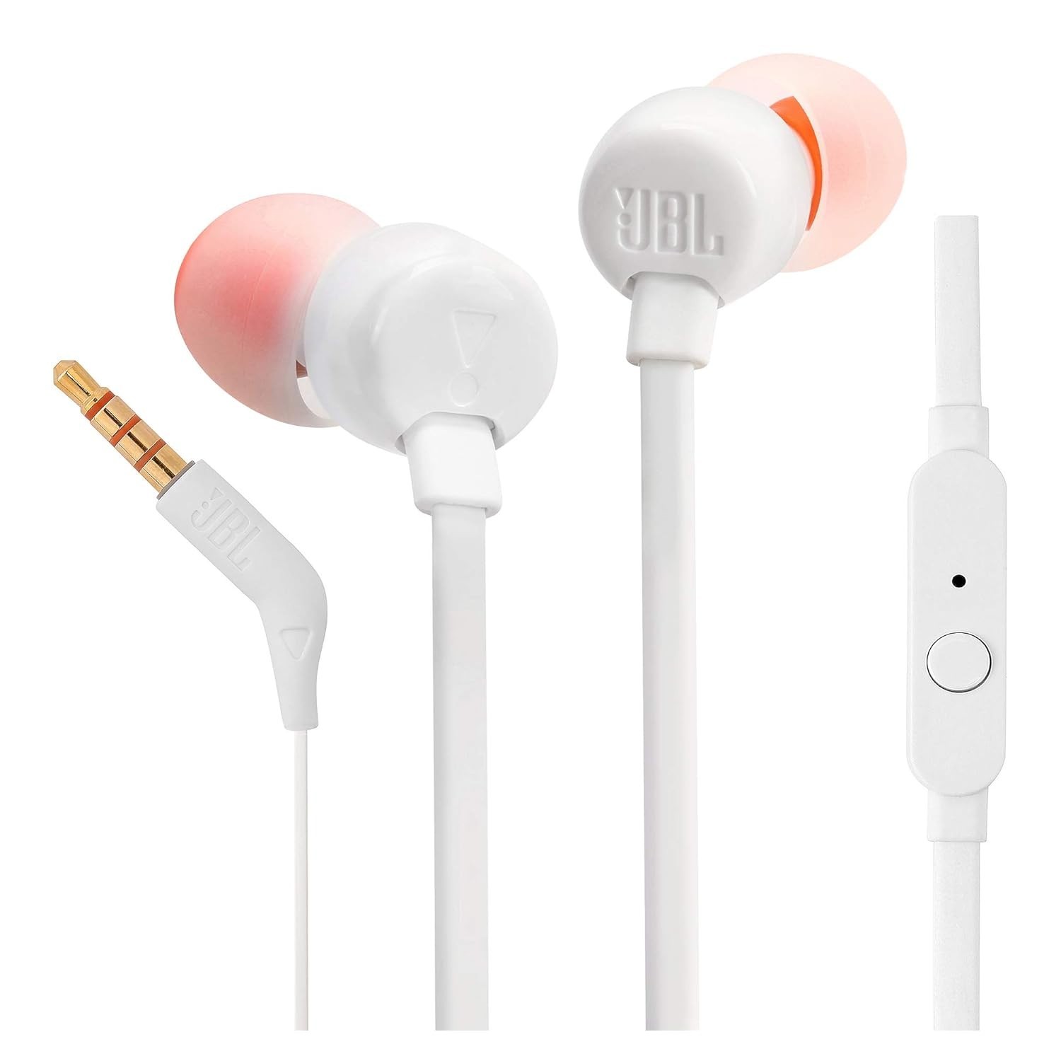 JBL TUNE 110 Wired Earbuds Stereo In-Ear Headphones with Mic White Pure Bass