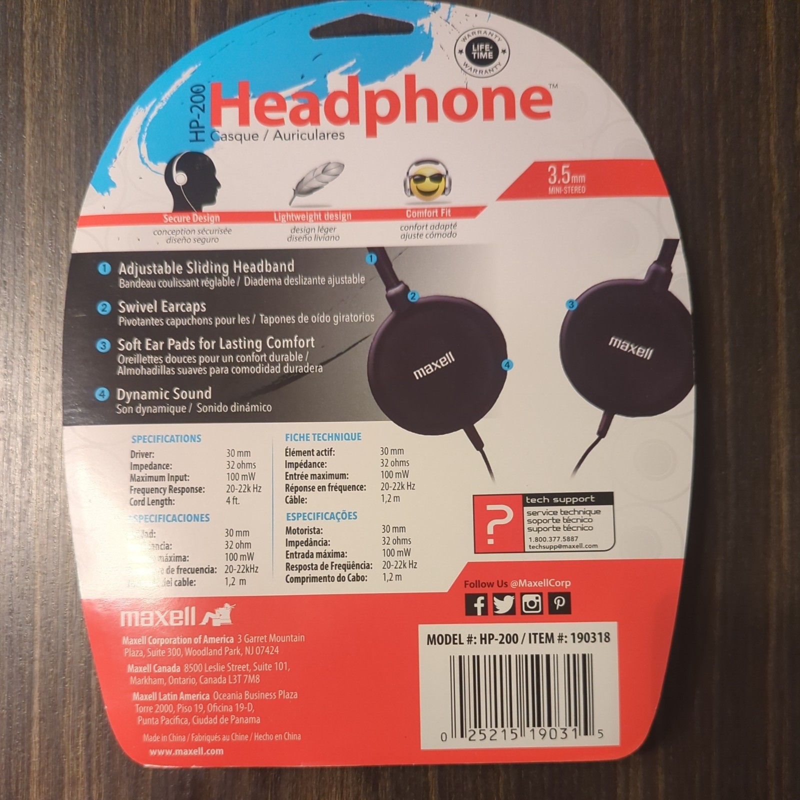 Maxell HP-200 Headphones Adjustable Headband Swivel Earcaps Brand New Sealed
