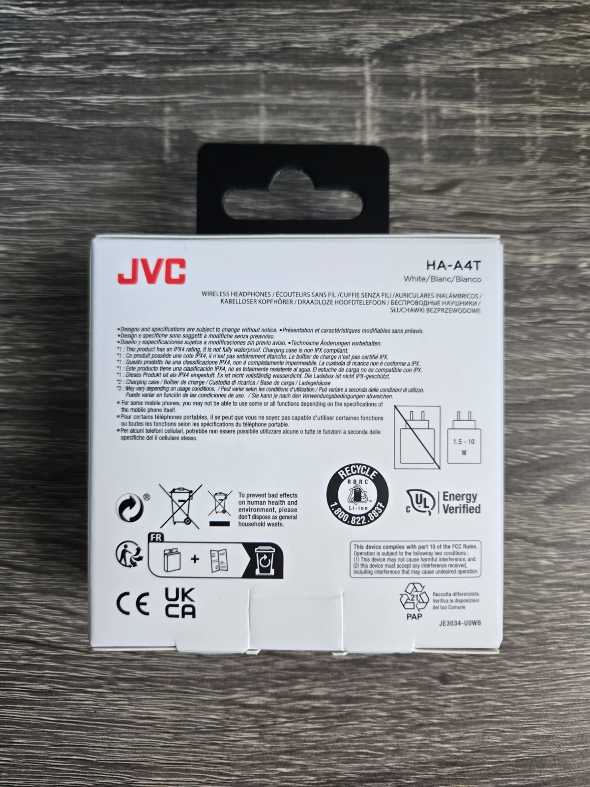 JVC True Wireless Earbuds (HA-A4T), Bluetooth, Water Resistant, White, Brand New