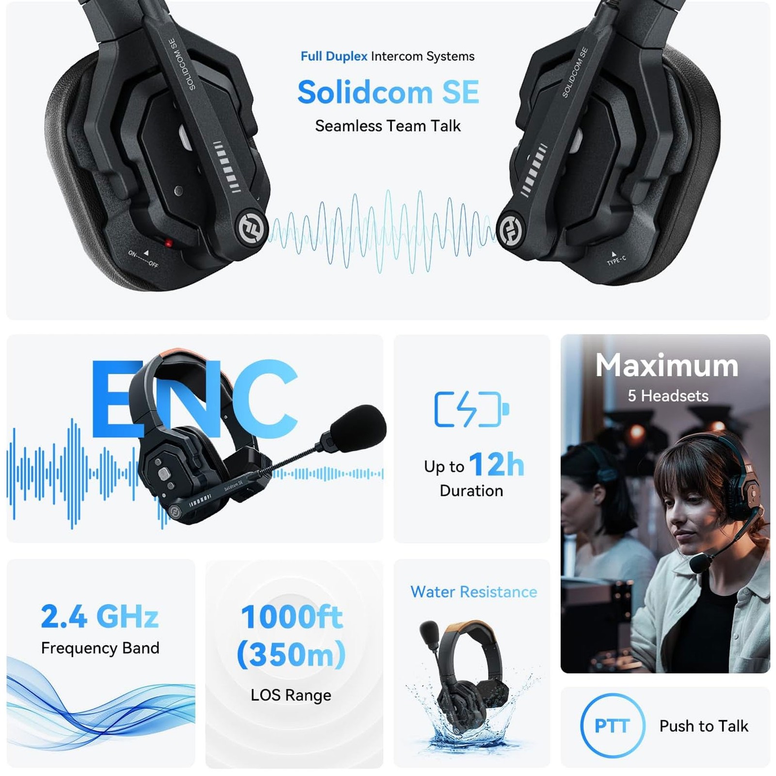 Hollyland Solidcom SE Global Full-Duplex Wireless Single-Ear Remote Headset (2.4