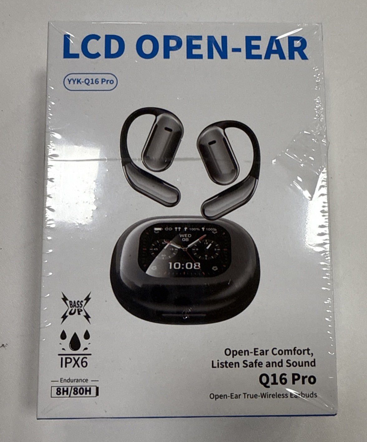Q16 Pro Over The Ear Earbuds True Wireless LCD Open Earphones USA NEW-silver