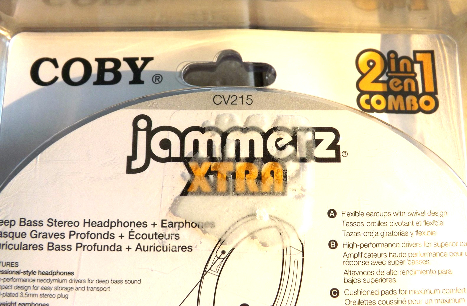 Vintage COBY Jammerz Extra Headphones & Earphones 2 in 1 Combo CV215 Brand New