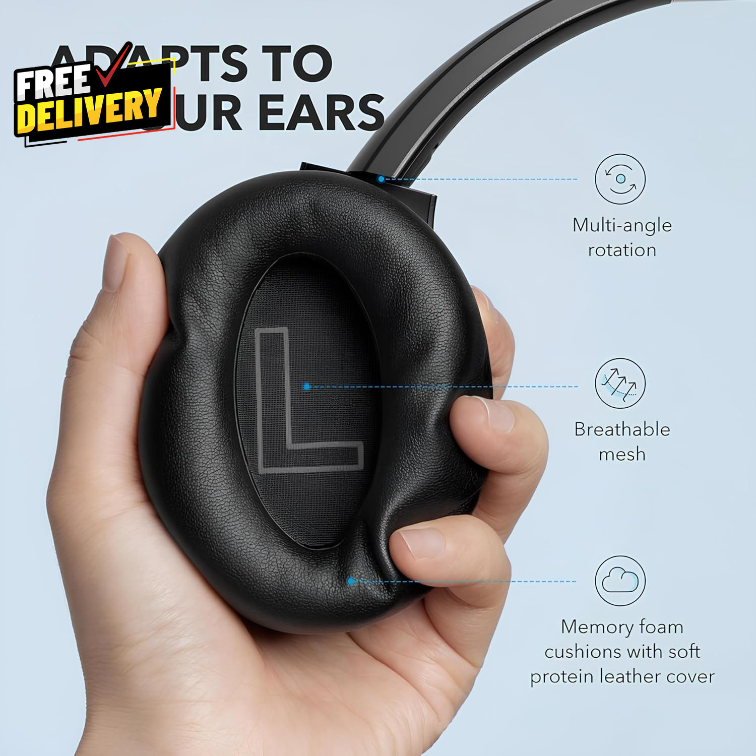 Anker Life Q20 Hybrid ANC Wireless Over-Ear Bluetooth Headphones 60H Playtime