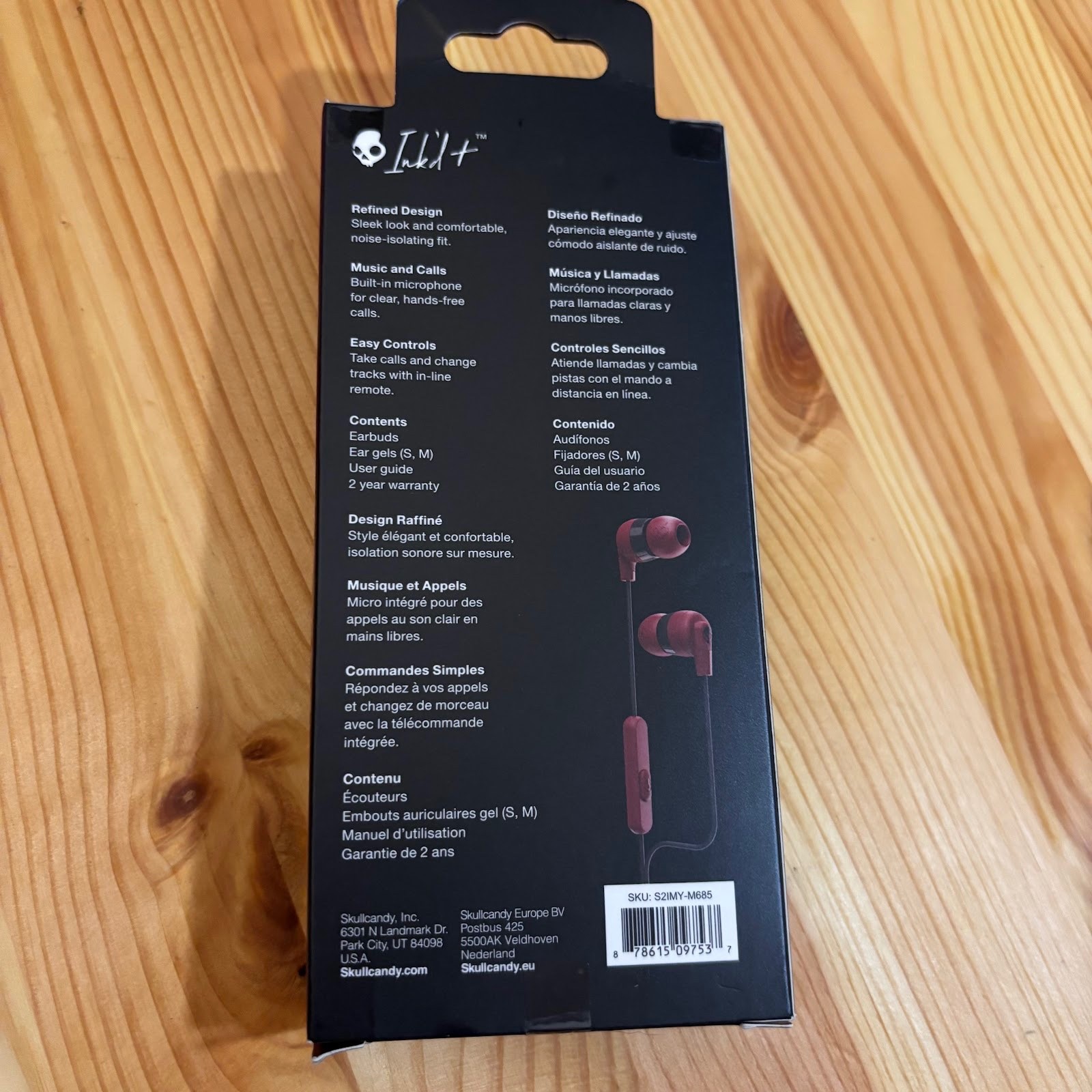 Skullcandy Ink’d+ Wired Earbuds In-Ear Headphones Mic Red Android NEW