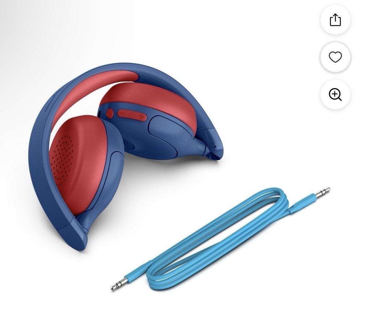 JLab JBuddies ANC 2 in 1 Kids Headphones Blue Red Wireless Noise Canceling Mic
