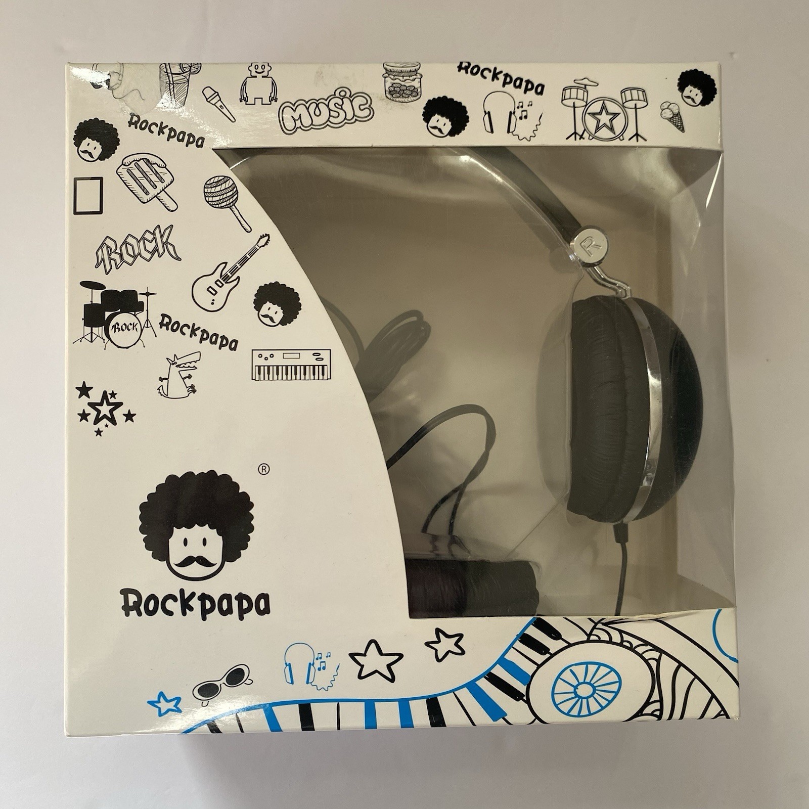 Rockpapa Headphones for School Children ages 5+ Adults Black Suitable for 3.5mm