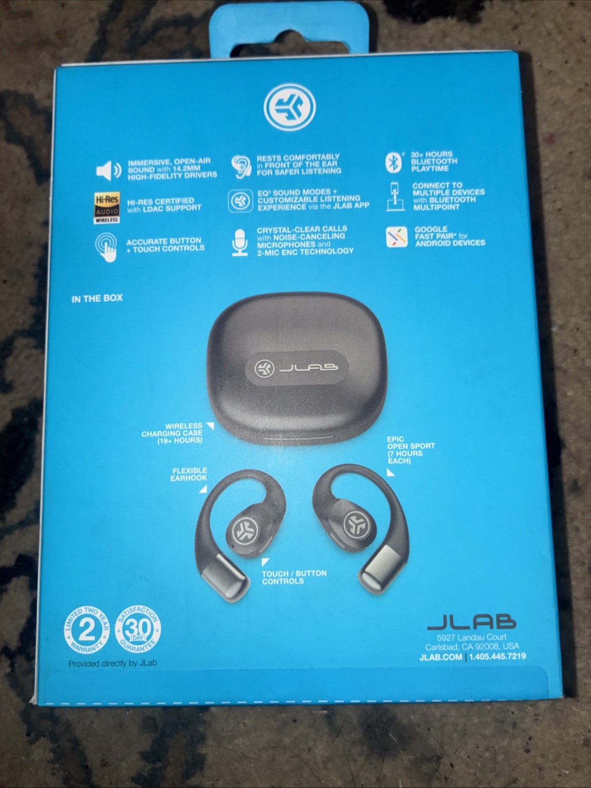JLab – Epic Open Sport Air Conduction Wireless Earbuds – Black Ip55,30 Hour Play