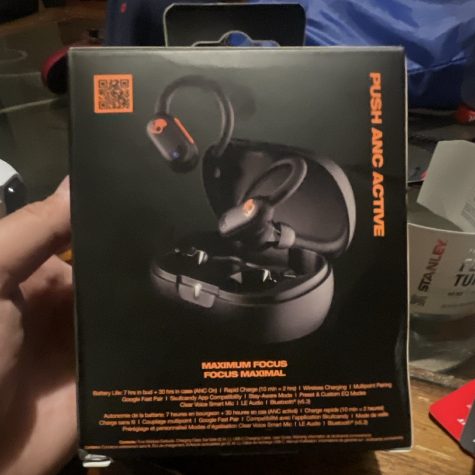 Skullcandy Push ANC Active Wireless Ear-hook Earbuds Black Orange Bluetooth