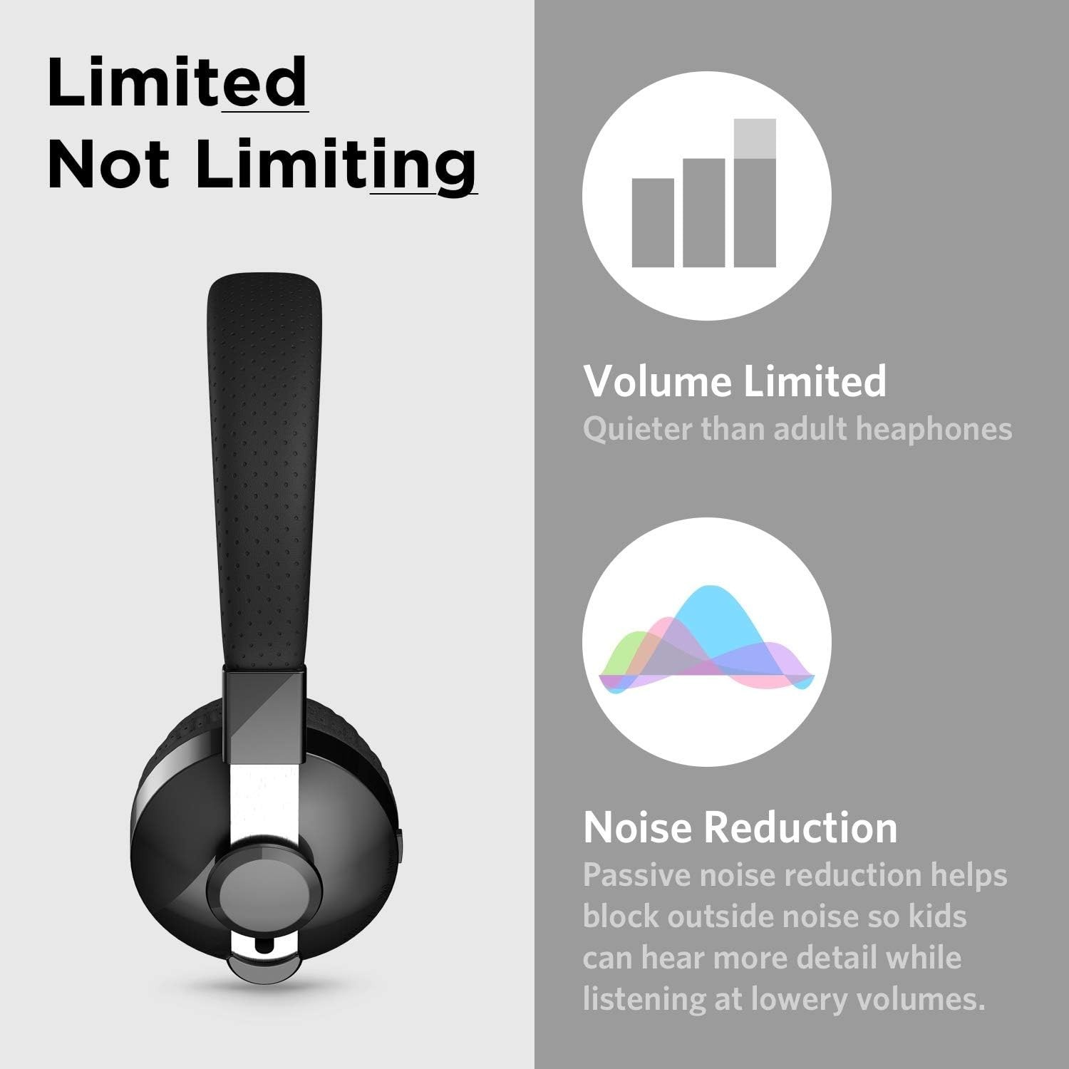 LilGadgets Untangled Pro On-Ear Kids Headphones – Black, Ages 4+, Volume-Limited