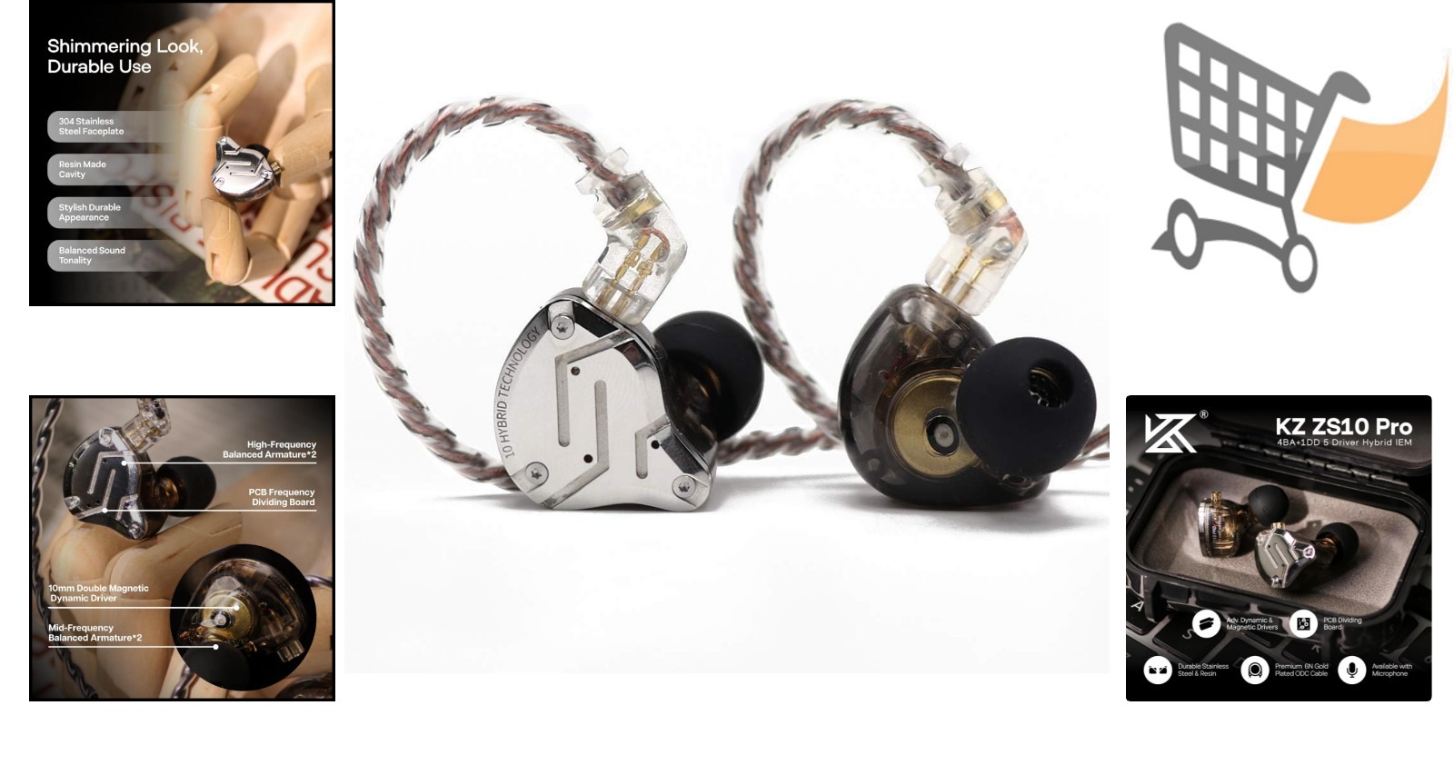 In Ear Monitor HI-FI Wired Earbuds 4BA+1DD Hybrid In-Ear Earphones Noise Isol…