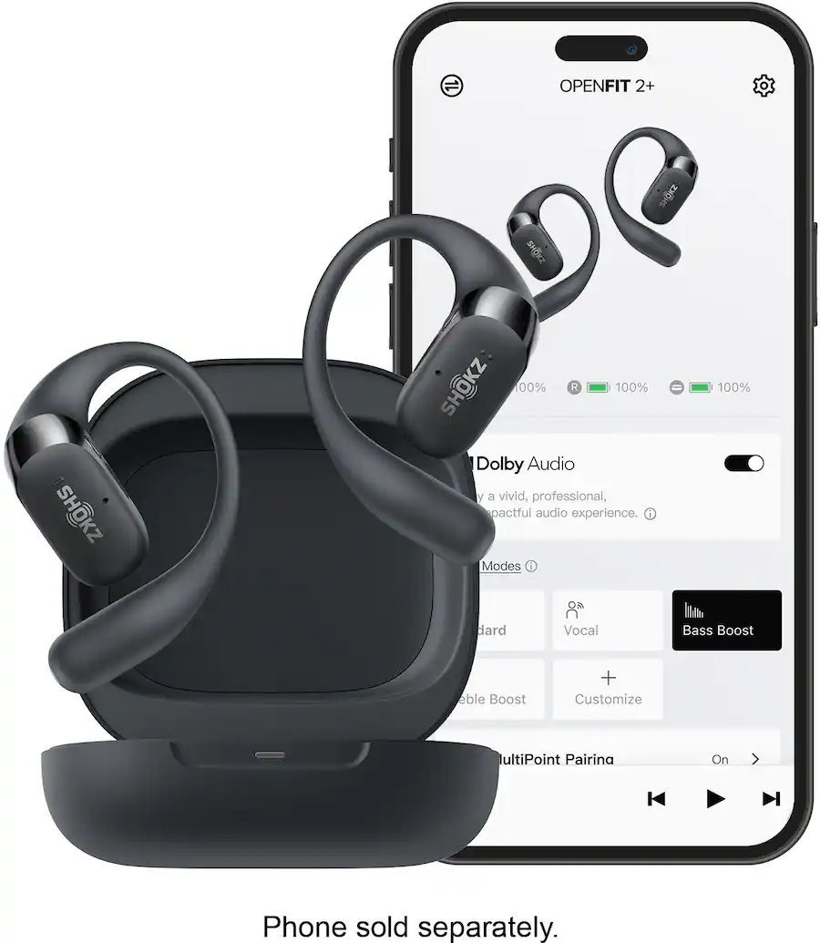 ✅ SEALED: SHOKZ OpenFit 2+ Headphones Open-Ear Design | Dolby Audio | Black ✅