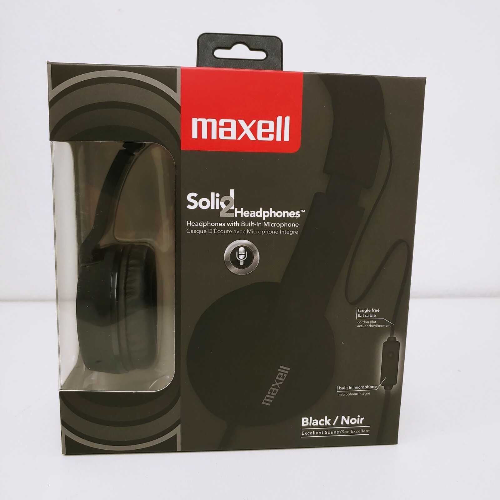 New Maxell Solids Headphones, Black, Tangle-Free, Each (MAX290103) wired 3.5mm