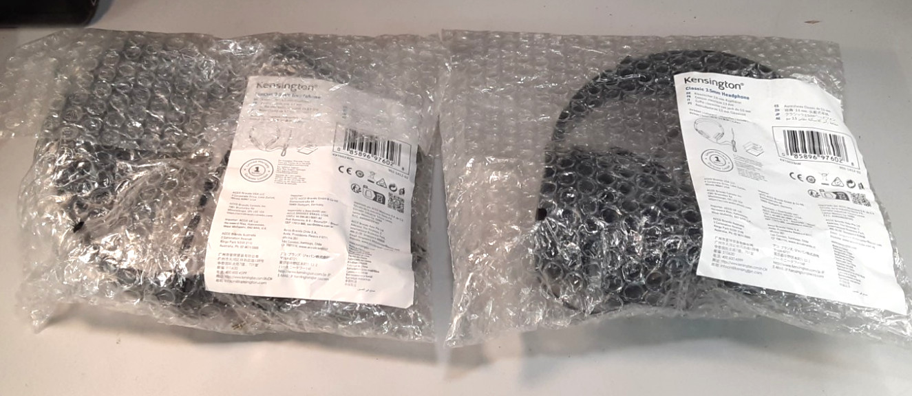 LOT OF 2 – KENSINGTON Classic 3.5mm Headphone With 9ft Cord, Black K33137