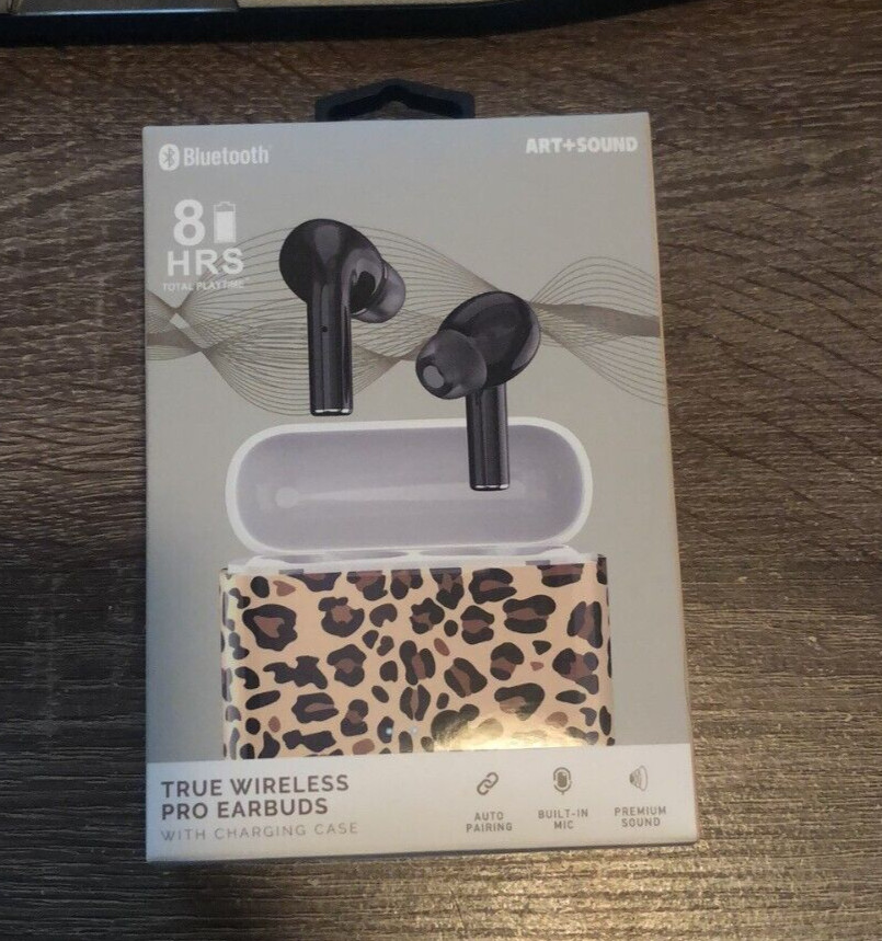 Art + Sound Wireless Pro Earbuds Black w Charging Case -open box