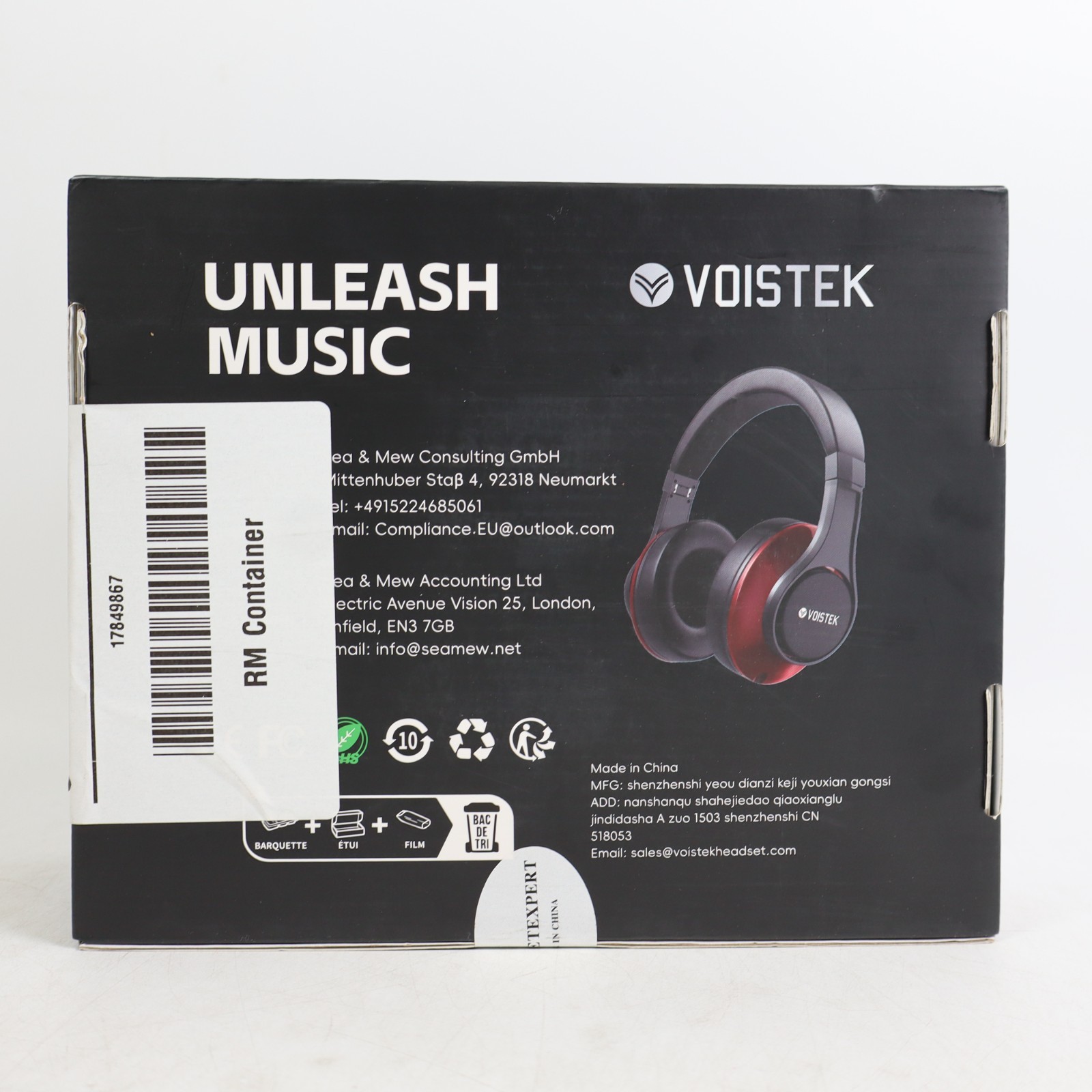 Voistek Wireless Over Ear Headphones with Microphone​ TH20S, Black/Silver