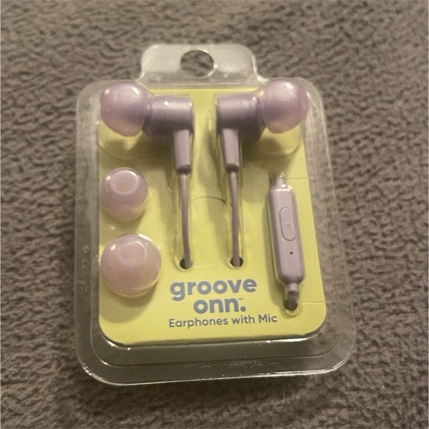 onn Groove onn In-Ear Earphones Purple 3.5mm Jack Built-in Microphone
