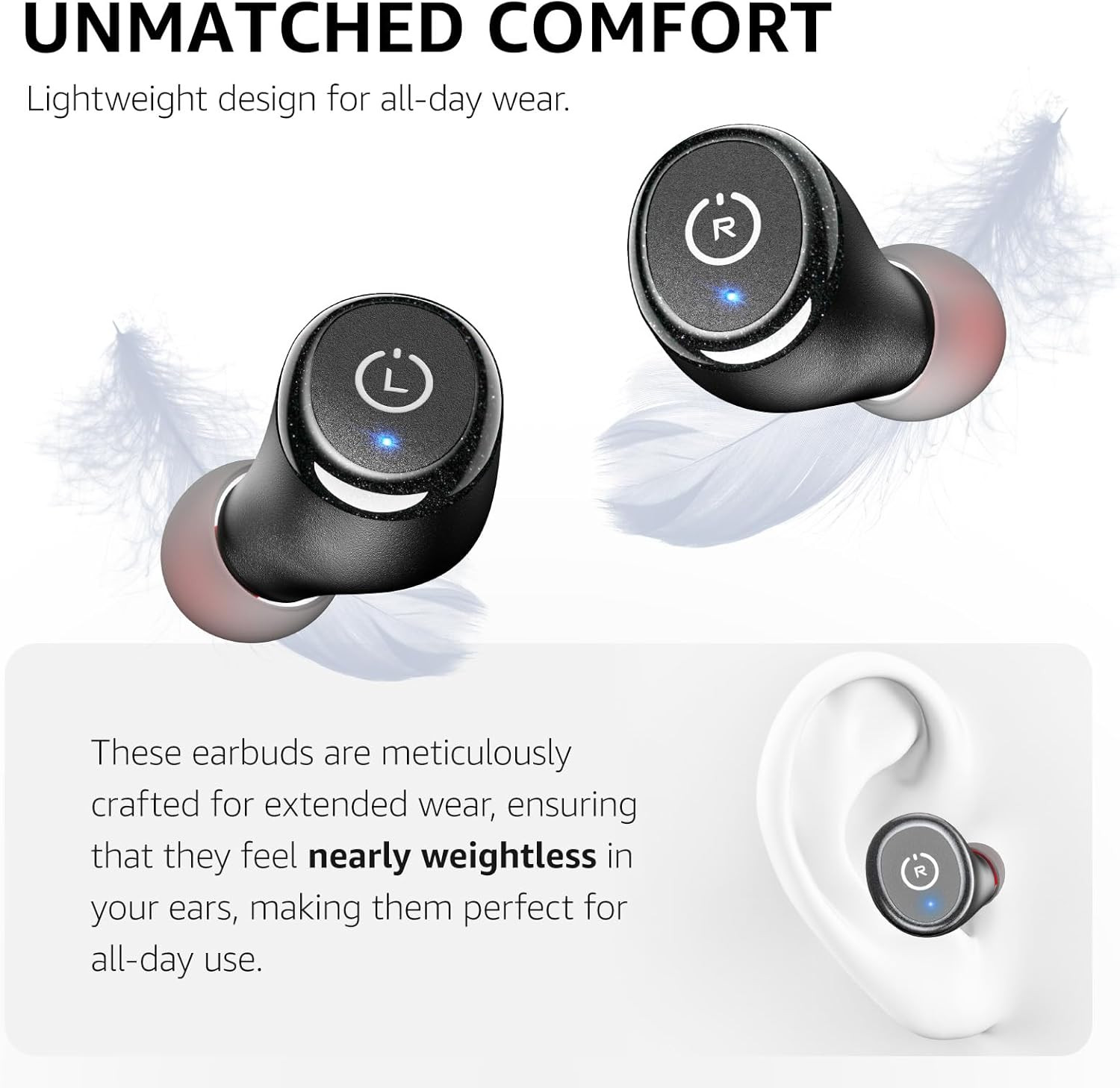T10 Wireless Earbuds Bluetooth 5.3 Headphones, App Customize EQ, Ergonomic Desig