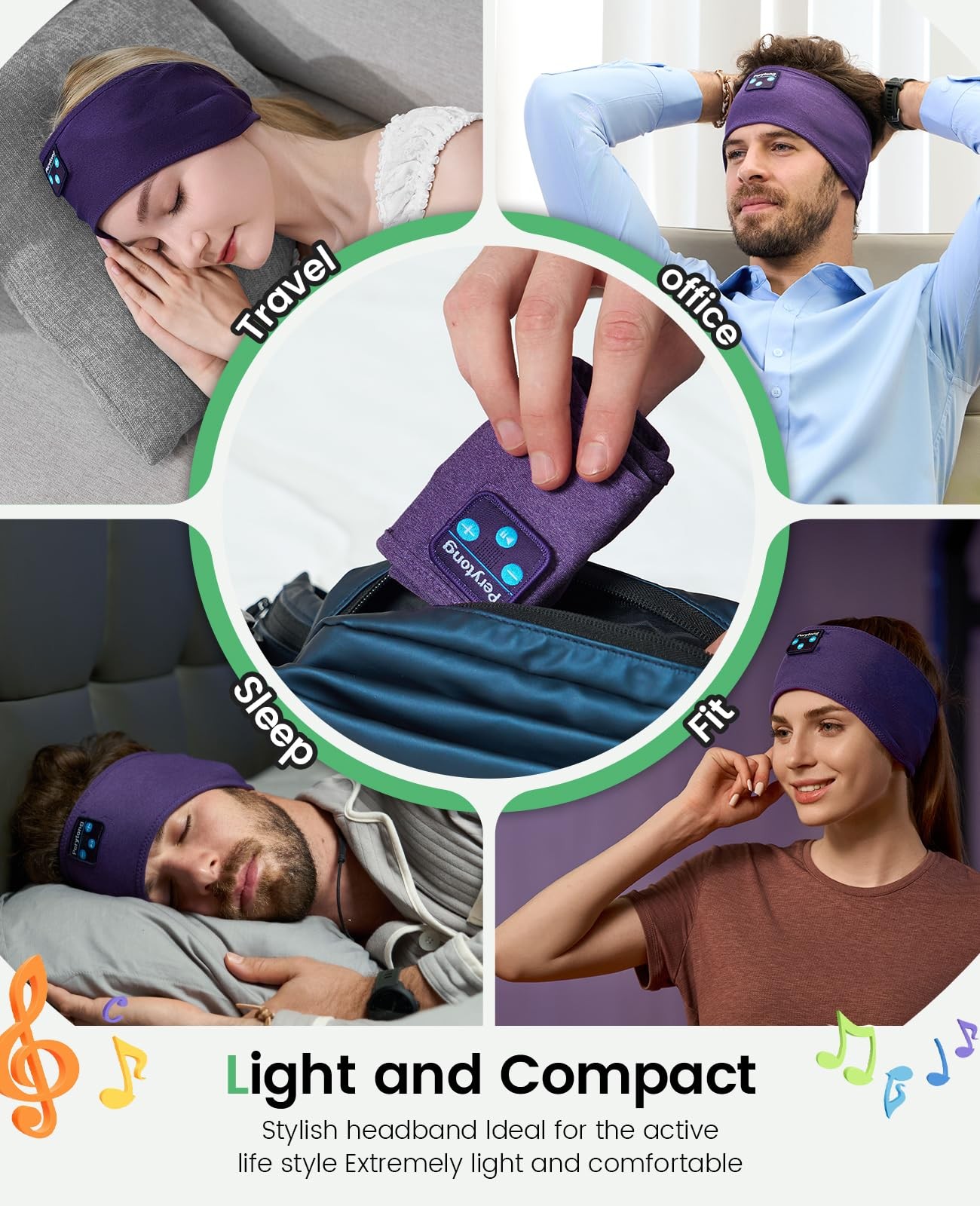 Sleep Headphones Bluetooth Headband – Yoga, Unisex, with Immersive Stereo Sou…