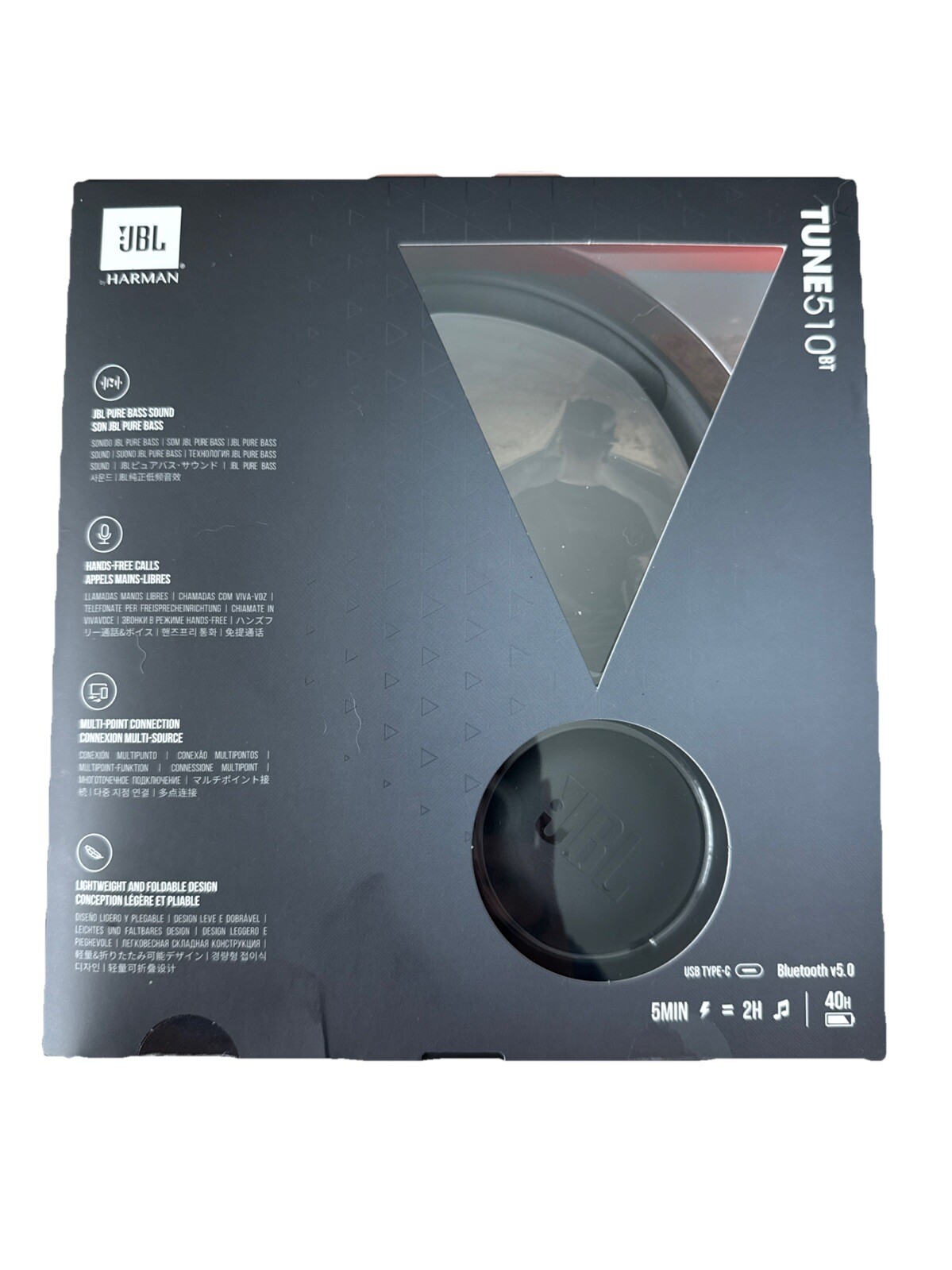 JBL Tune 510BT – Bluetooth headphones with up to 40 hours battery(Black)