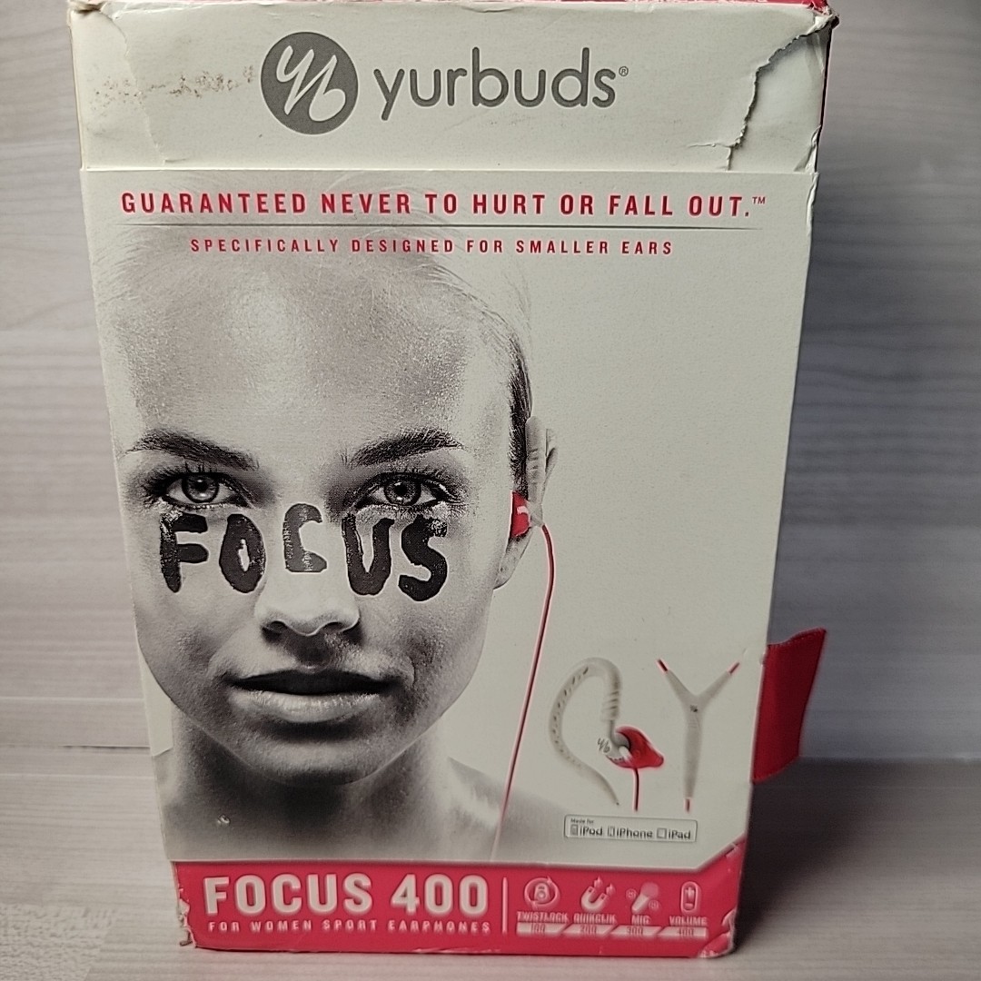 Yurbuds Focus 400 Women’s Wired Earphones with Mic Pink NEW