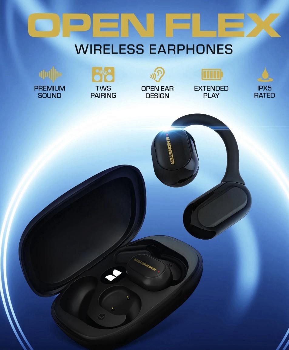 Monster Open Flex Open Ear Wireless Earbuds, Around-Ear Secure Fit Bluetooth