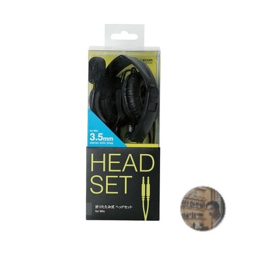 ELECOM HS-HP20BK Foldable Over-Ear Headset w/Mic 40mm Driver Black New