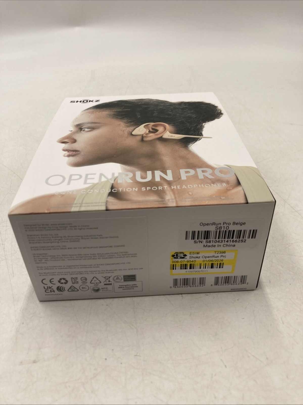 Shokz OpenRun Pro Bluetooth Bone Conduction Sport Headphones Beige
