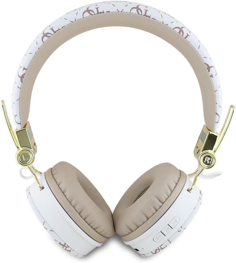 Guess 4G Triangle Round Shape ENC Bluetooth On Ear Headphones White