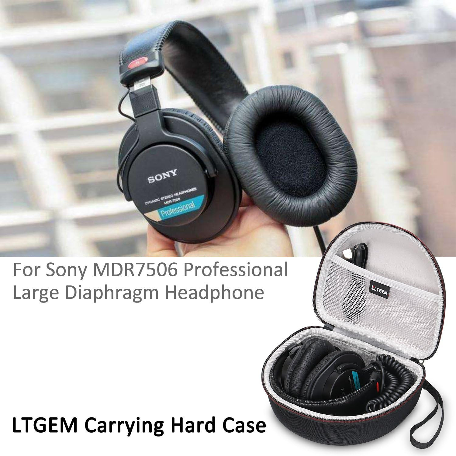 LTGEM Case Compatible with Sony MDR7506 Professional Large Diaphragm Headphone,
