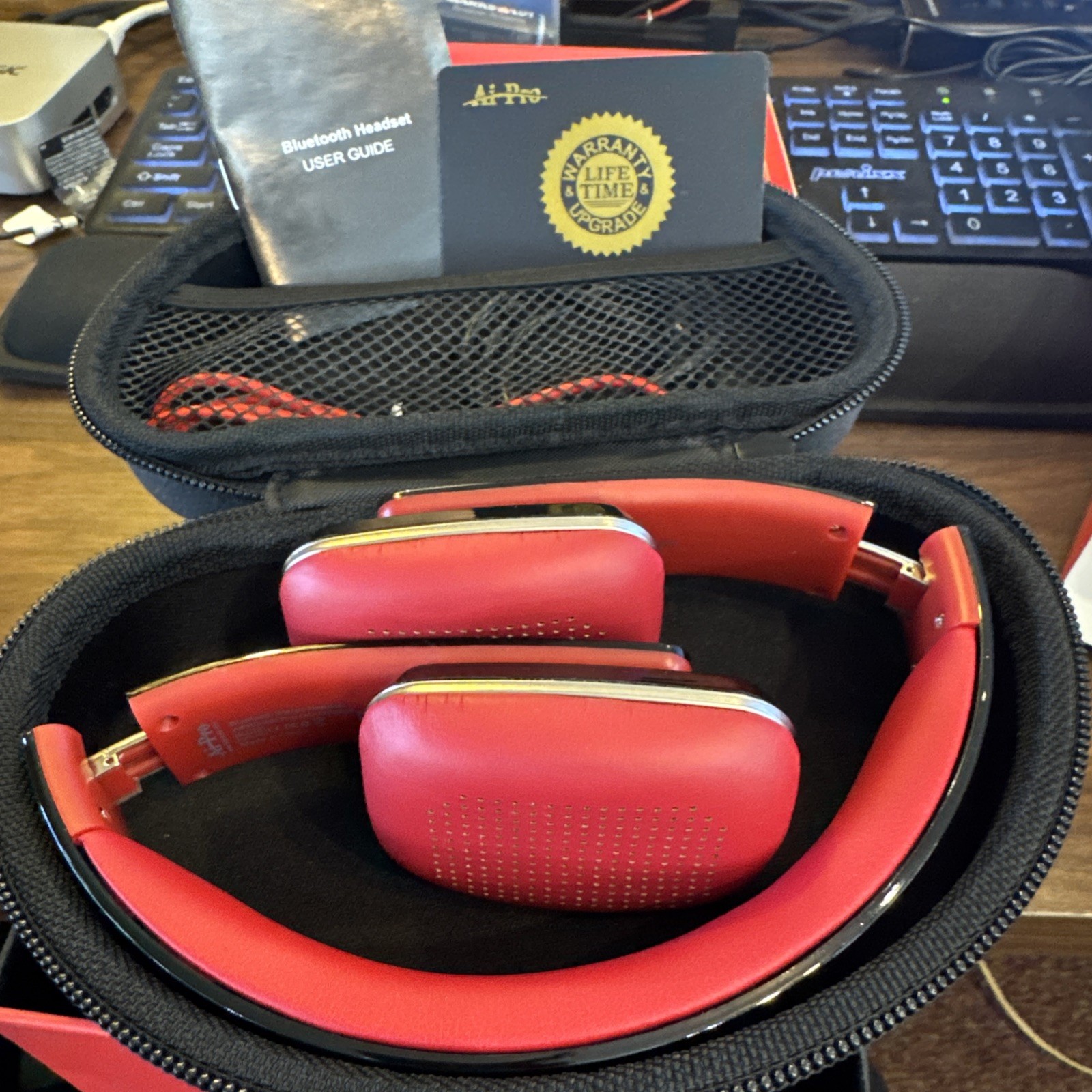 Ai Pro 200 Plus Bluetooth Stereo Headset Black/Red NEW IN BOX Lifetime Warranty