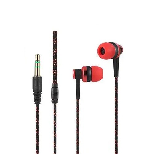 Red In-Ear Earbuds Stereo Braided Cable Cord Quality Sound Bass Music/Headset