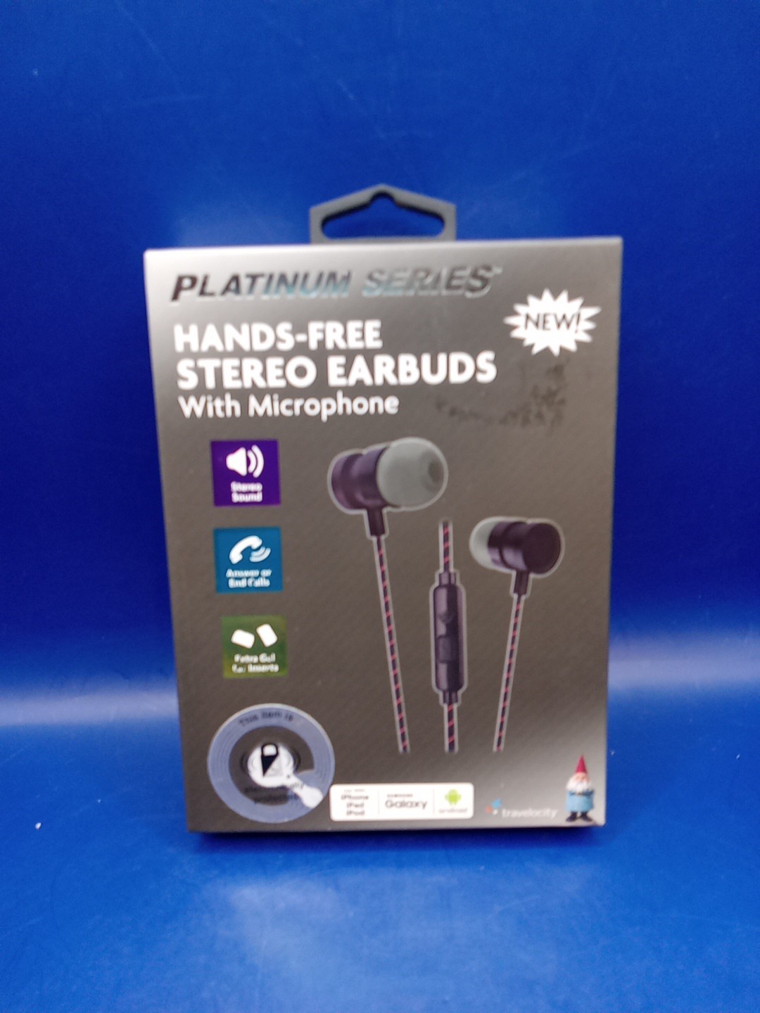 Travelocity Platinum Series HANDS-FREE STEREO EARBUDS Headphones Microphone NEW