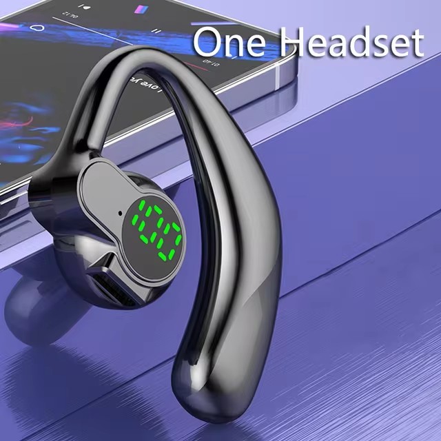 Single Earphone, Rotatable Open-Ear Bluetooth 5.4 Headphone LED Digital Display