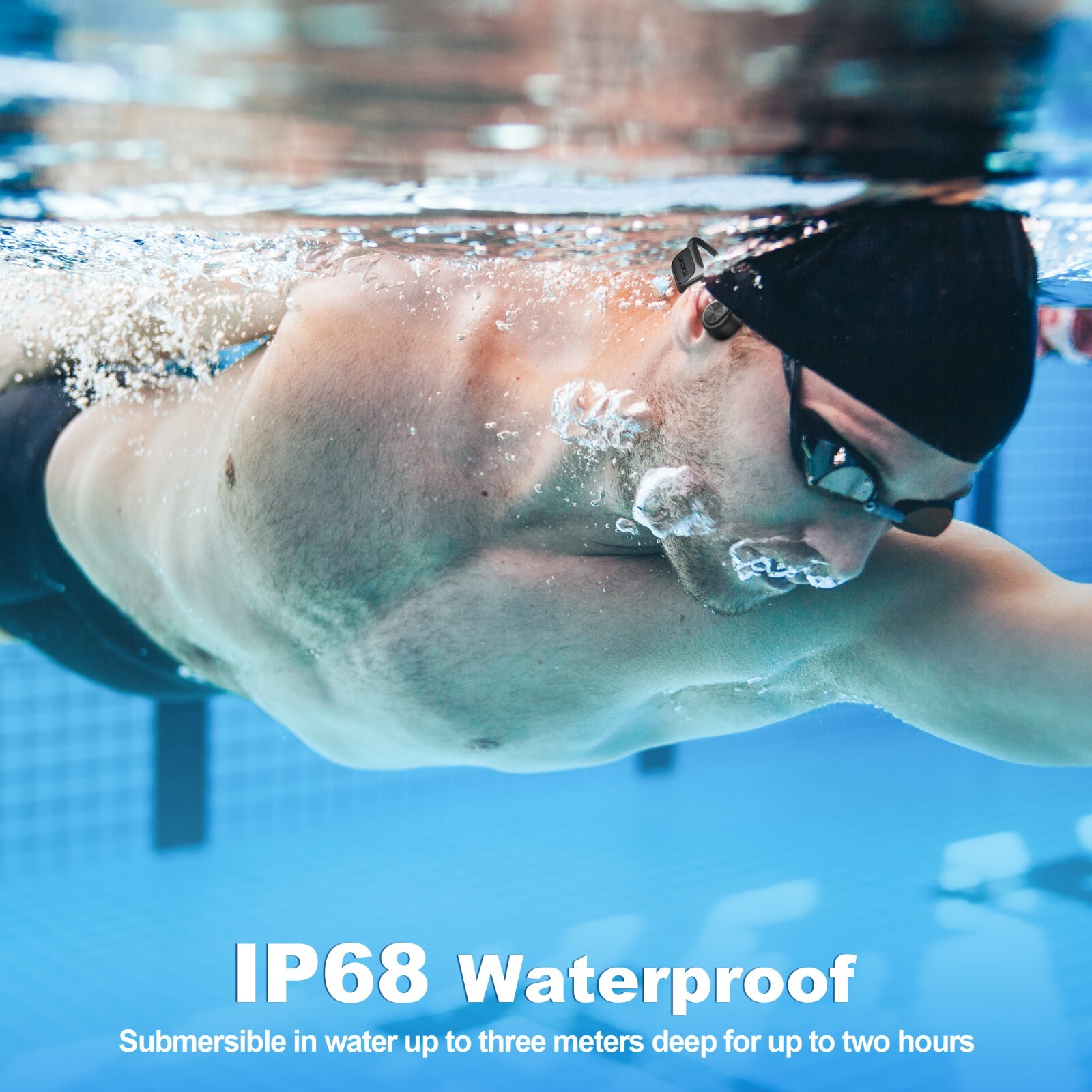 Bluetooth Bone Conduction Earphones IPX8 Swimming Waterproof 32GB MP3 Headphones