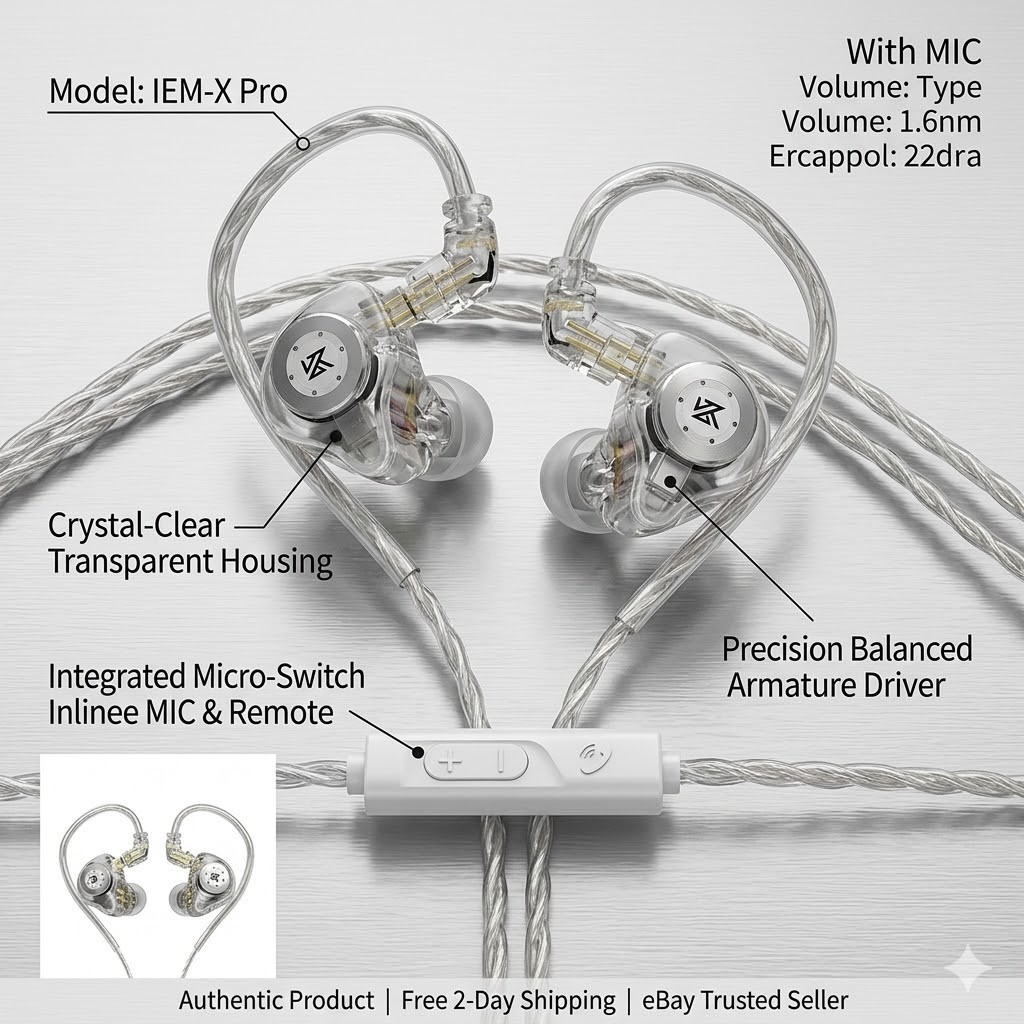 Kz Edx Pro Earphones Dynamic in Ear Monitor Hifi Wired Headphones Bass Stereo Ga