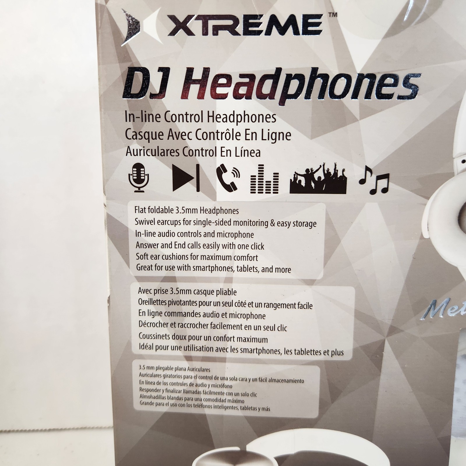 XTREME DJ Headphones Metallic Edition Wired In-Line Mic Volume Control New