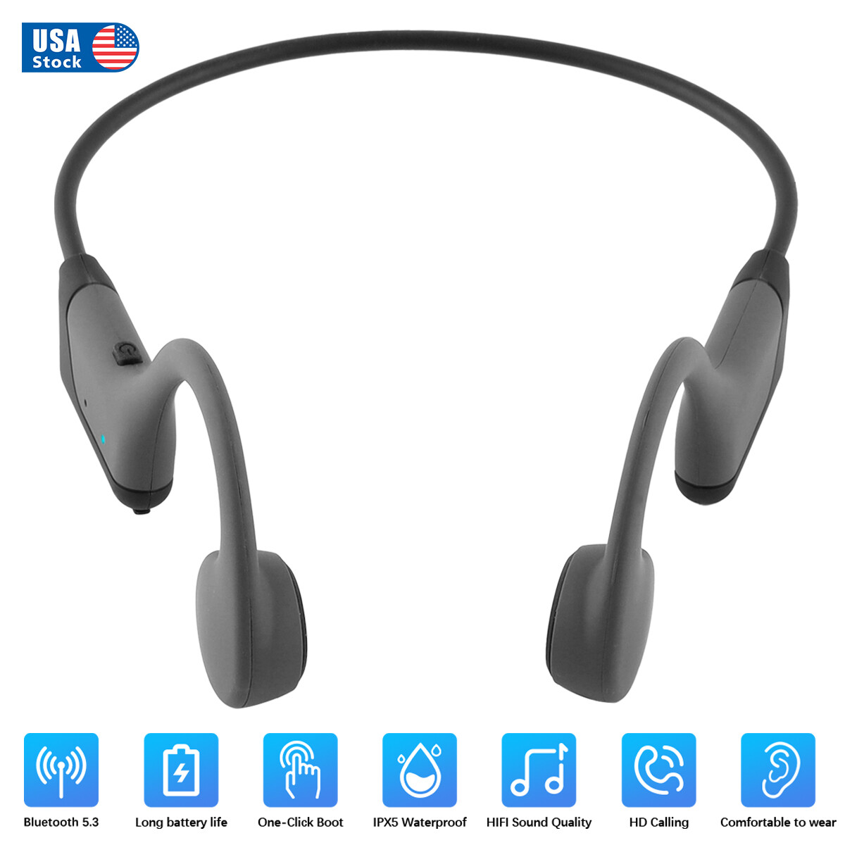 2025 Bone Conduction Bluetooth Headphones Wireless Earbuds Outdoor Sport Headset