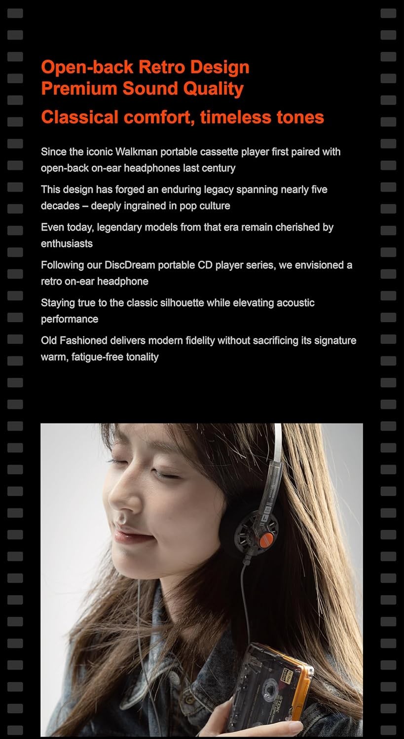 Moondrop Old Fashioned 40mm On-Ear Headphone 3.5mm Jack 2pin Open-Back