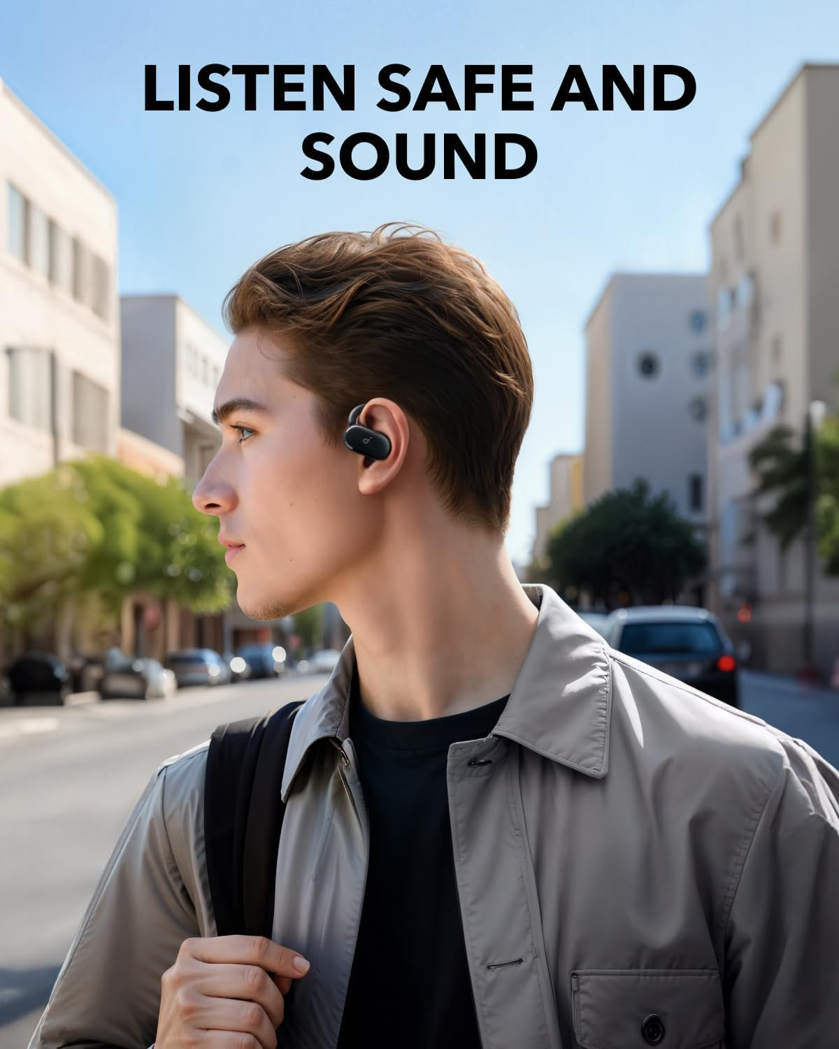 V20I by Open-Ear Headphones, Adjustable Ear Hooks, Ultra-Comfort, Snug Fit, Pow