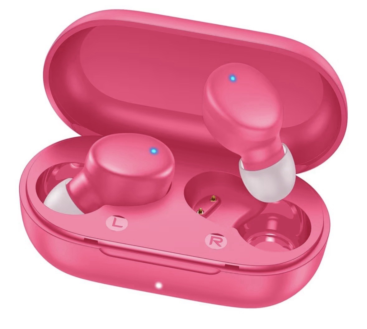 Bluetooth Wireless In-Ear Earbuds with Charging Case, Black Pink Blue Light Pink